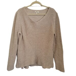 Style & Co Sweater XL Beige V-Neck Cotton